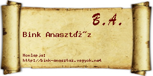Bink Anasztáz névjegykártya
